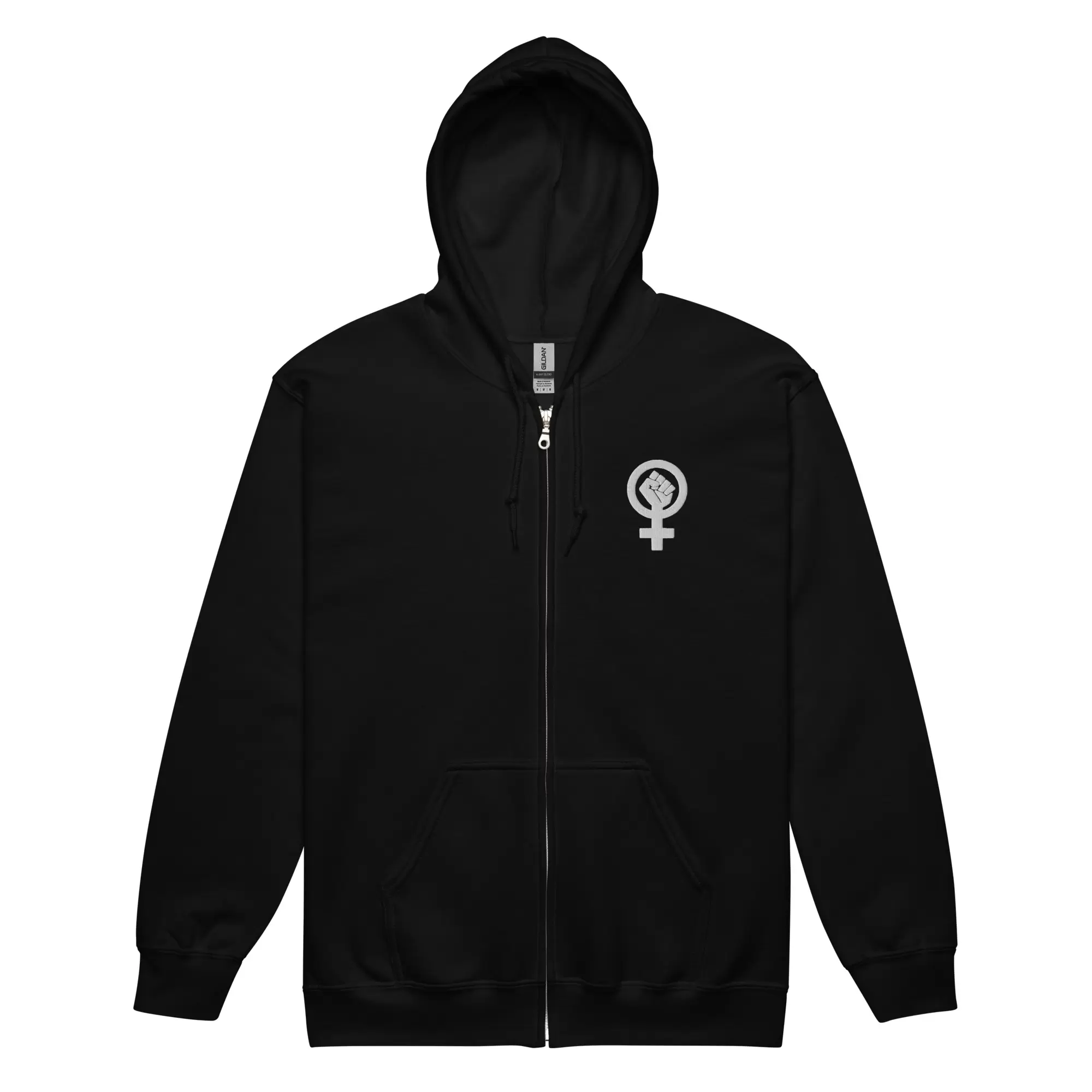 Embroidered Feminist Fist Symbol unisex heavy blend zip hoodie